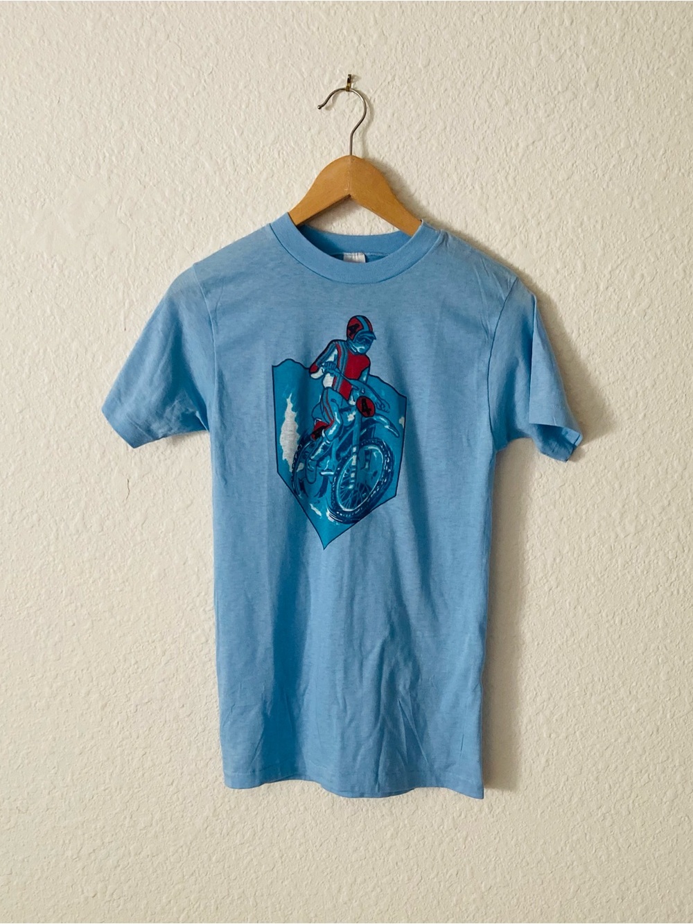 Vintage Single Stitch Blue Motorcycle Shirt